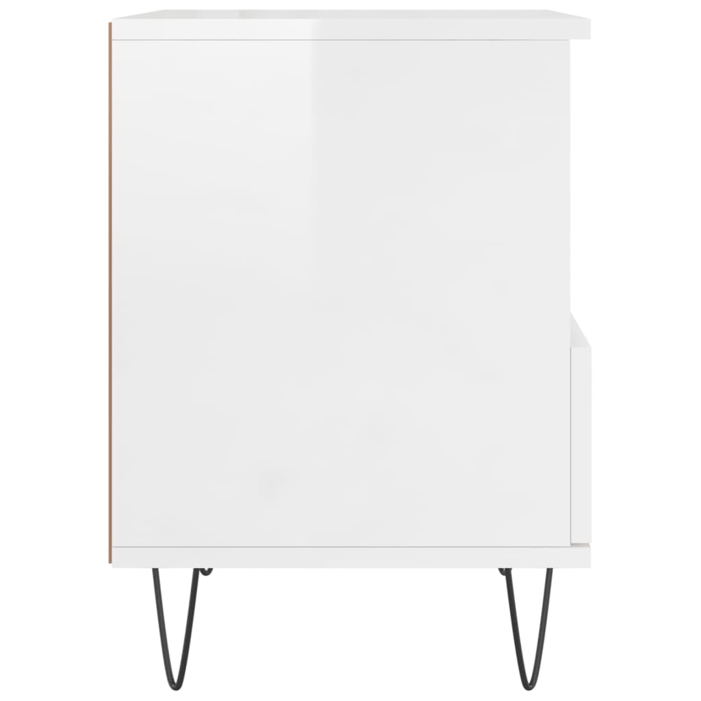 Bedside Cabinet High Gloss White 40x35x50 cm Engineered Wood