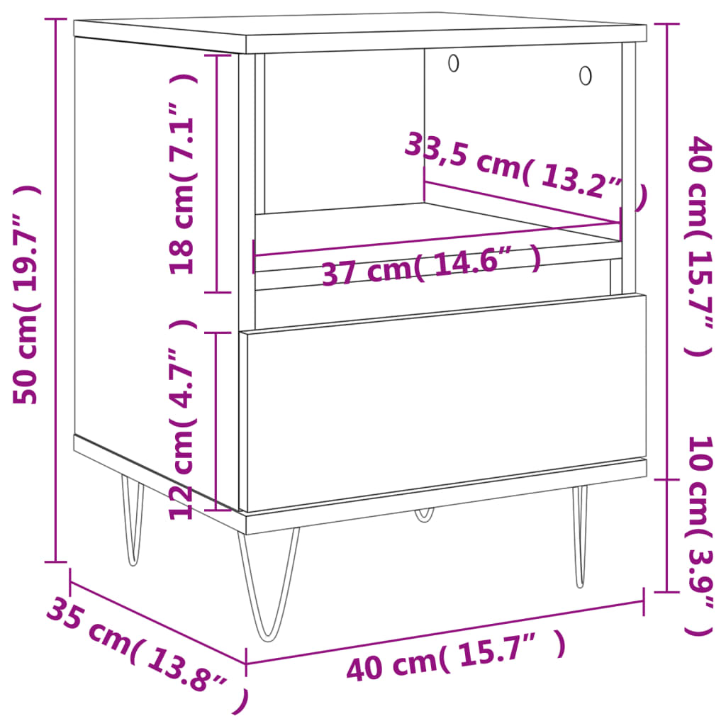 Bedside Cabinet Sonoma Oak 40x35x50 cm Engineered Wood