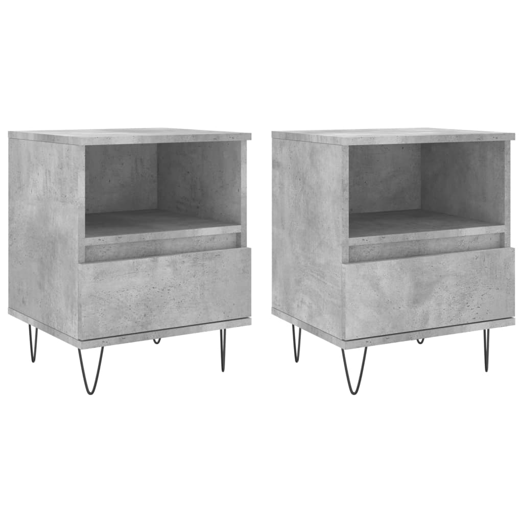 Bedside Cabinets 2 pcs Concrete Grey 40x35x50 cm Engineered Wood