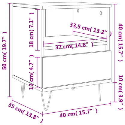 Bedside Cabinet Smoked Oak 40x35x50 cm Engineered Wood