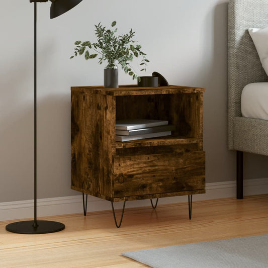 Bedside Cabinet Smoked Oak 40x35x50 cm Engineered Wood