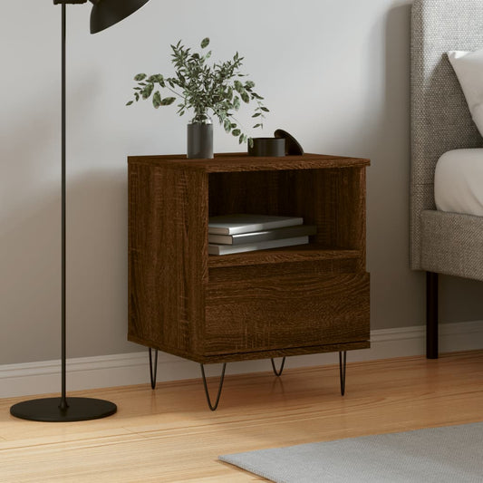 Bedside Cabinet Brown Oak 40x35x50 cm Engineered Wood