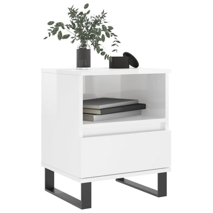 Bedside Cabinet High Gloss White 40x35x50 cm Engineered Wood