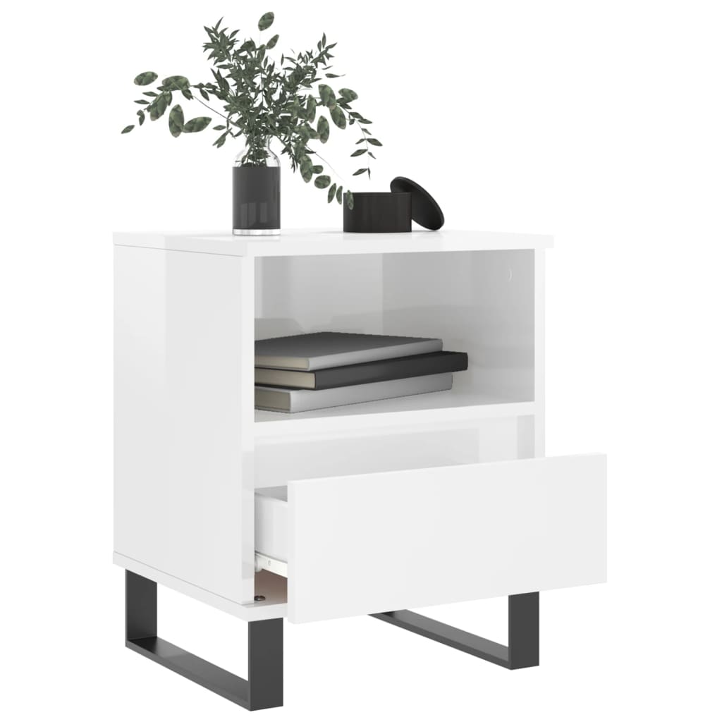 Bedside Cabinet High Gloss White 40x35x50 cm Engineered Wood