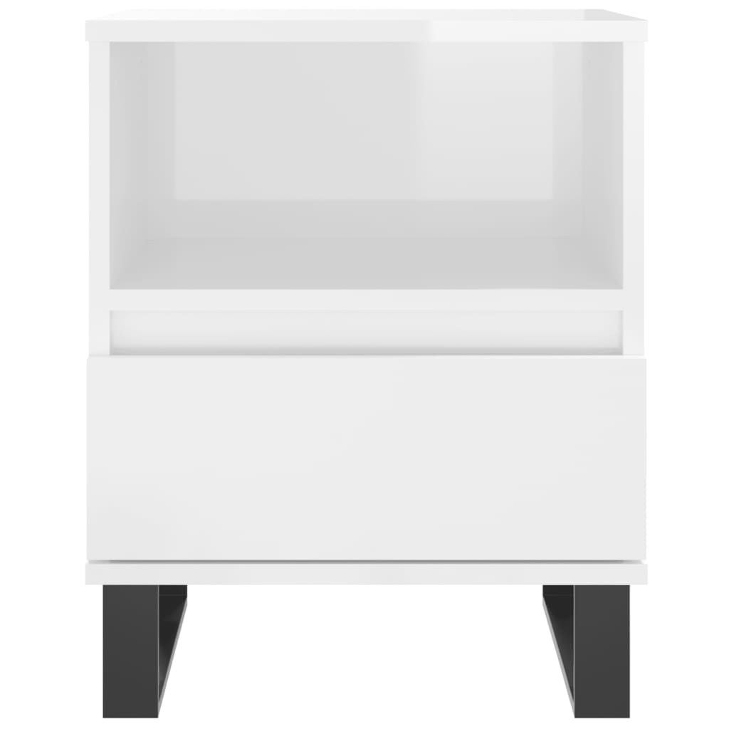 Bedside Cabinet High Gloss White 40x35x50 cm Engineered Wood