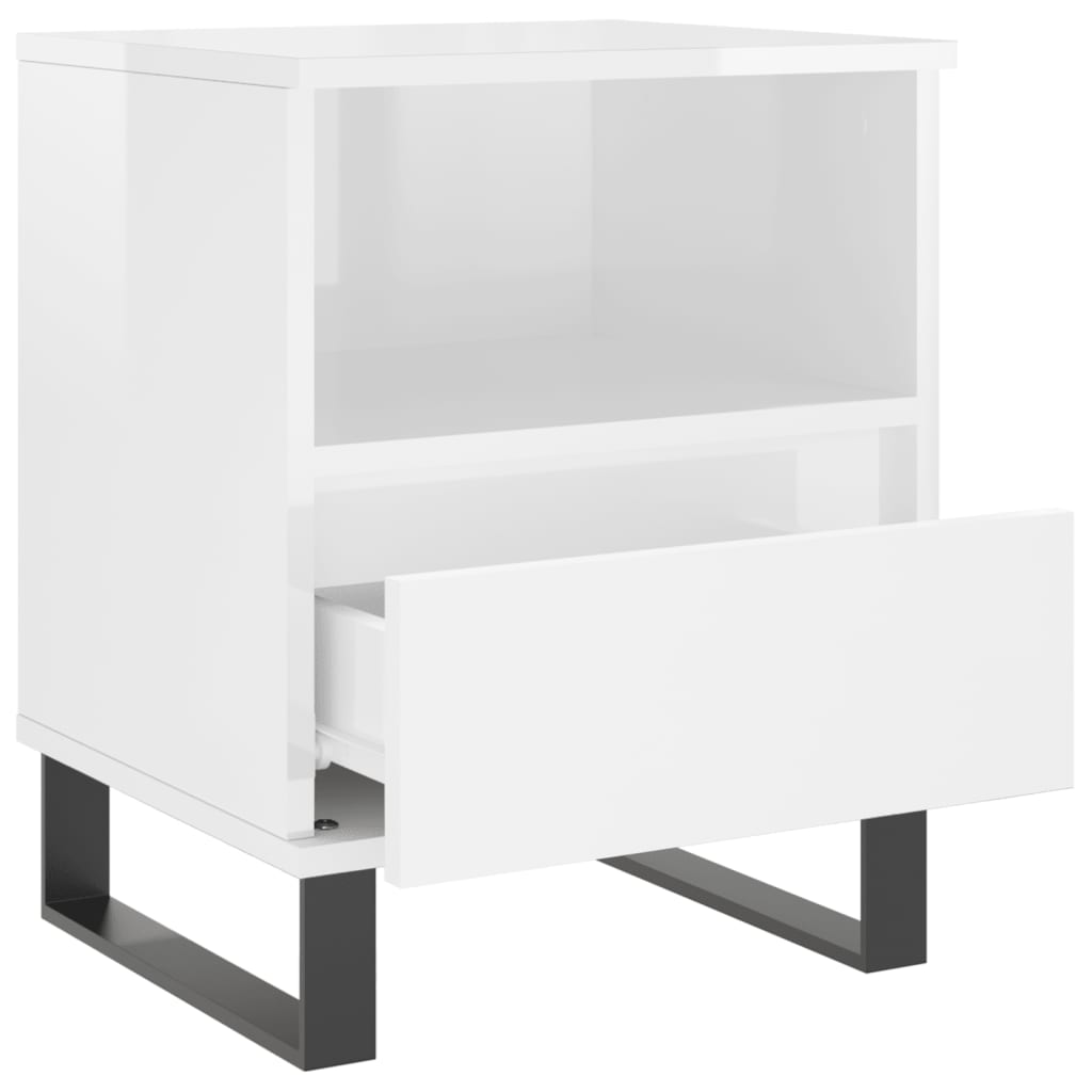 Bedside Cabinet High Gloss White 40x35x50 cm Engineered Wood