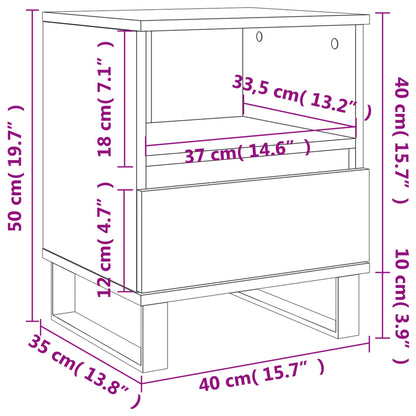 Bedside Cabinet High Gloss White 40x35x50 cm Engineered Wood