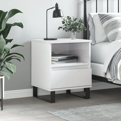 Bedside Cabinet High Gloss White 40x35x50 cm Engineered Wood