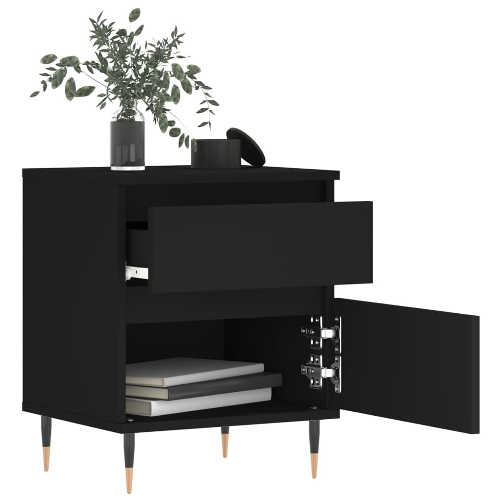 Bedside Cabinet Black 40x35x50 cm Engineered Wood