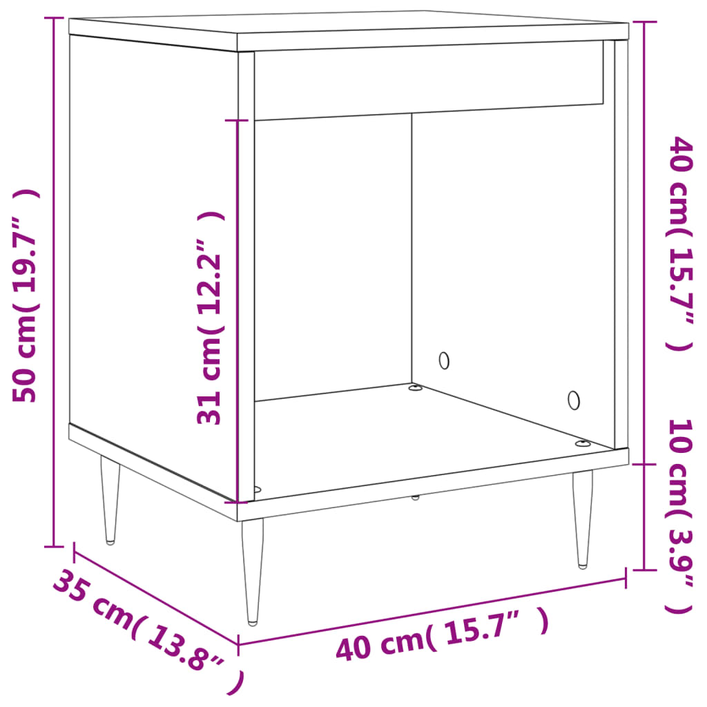 Bedside Cabinet Black 40x35x50 cm Engineered Wood