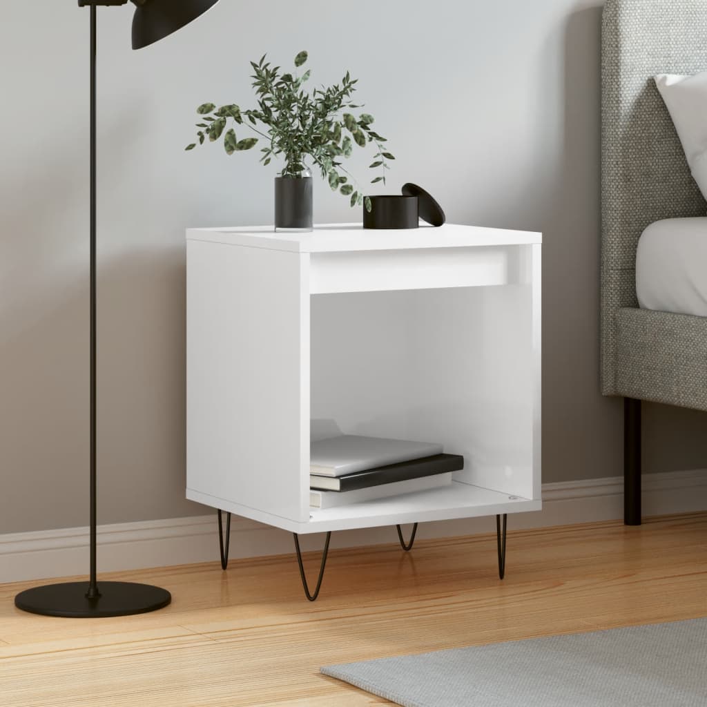 Bedside Cabinet High Gloss White 40x35x50 cm Engineered Wood