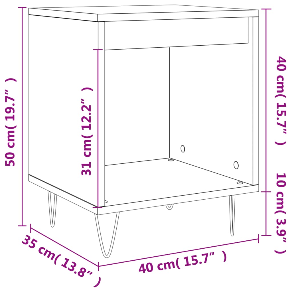 Bedside Cabinets 2 pcs Concrete Grey 40x35x50 cm Engineered Wood