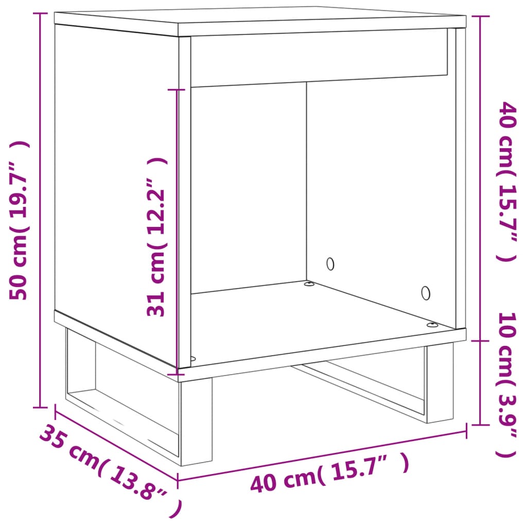 Bedside Cabinet Smoked Oak 40x35x50 cm Engineered Wood