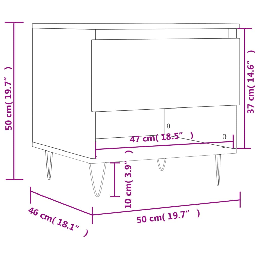 Coffee Table White 50x46x50 cm Engineered Wood