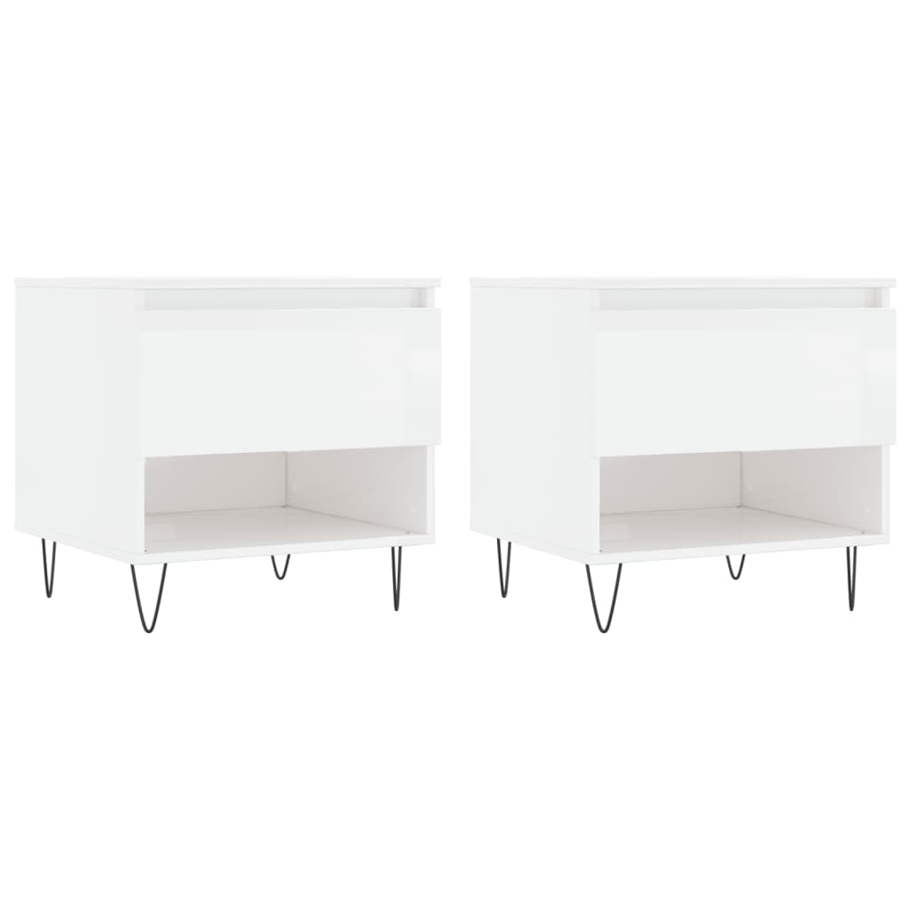 Coffee Tables 2 pcs High Gloss White 50x46x50 cm Engineered Wood
