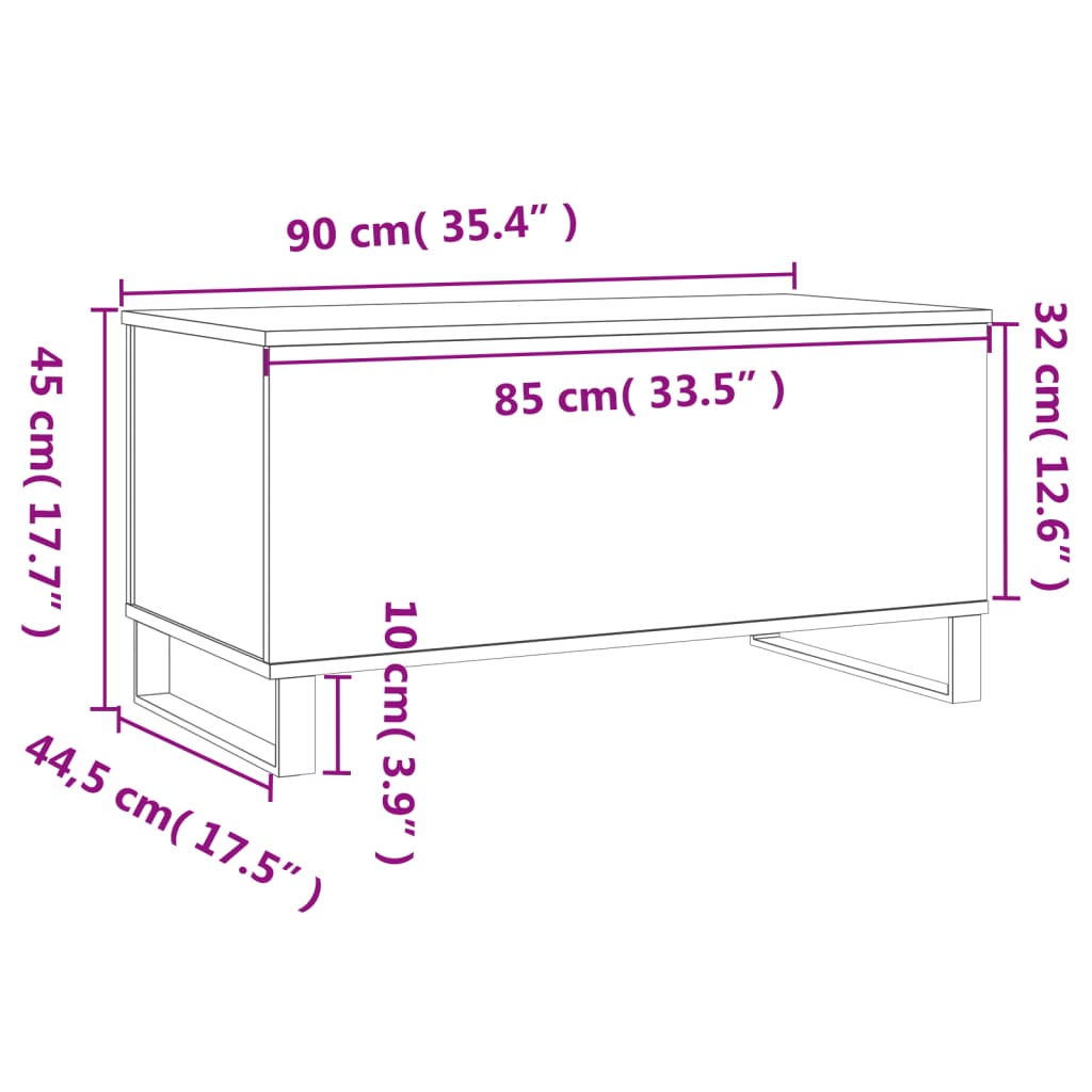 Coffee Table Black 90x44.5x45 cm Engineered Wood