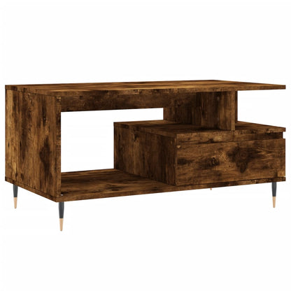 Coffee Table Smoked Oak 90x49x45 cm Engineered Wood