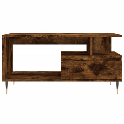 Coffee Table Smoked Oak 90x49x45 cm Engineered Wood