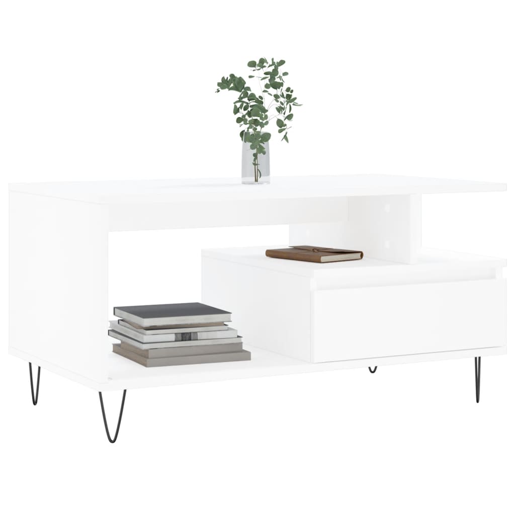 Coffee Table White 90x49x45 cm Engineered Wood