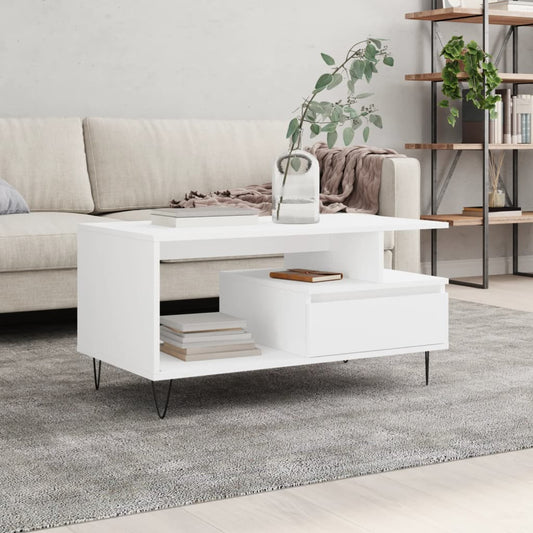 Coffee Table White 90x49x45 cm Engineered Wood