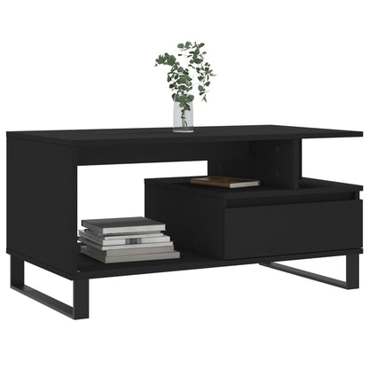 Coffee Table Black 90x49x45 cm Engineered Wood