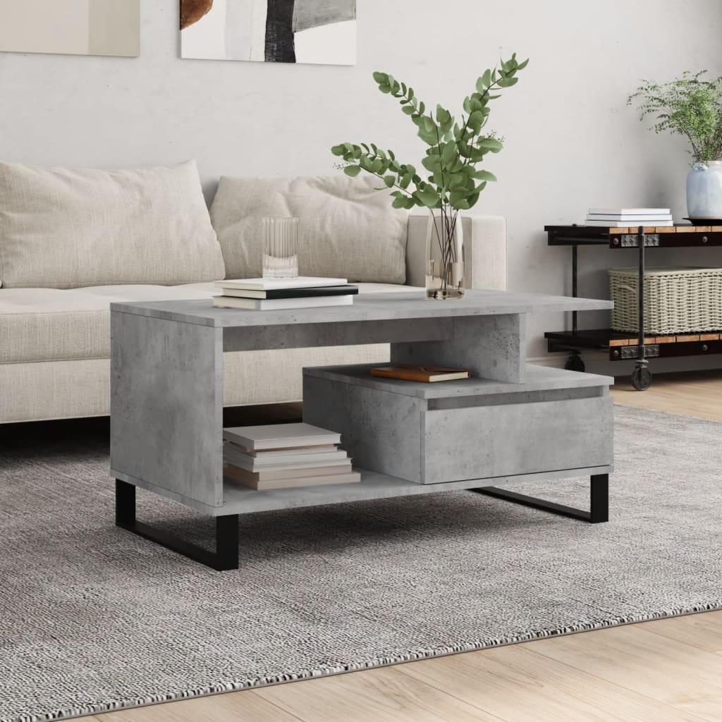 Coffee Table Concrete Grey 90x49x45 cm Engineered Wood