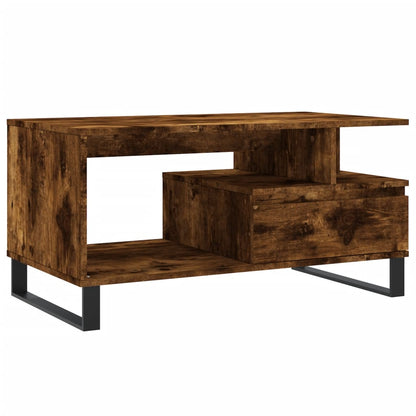 Coffee Table Smoked Oak 90x49x45 cm Engineered Wood