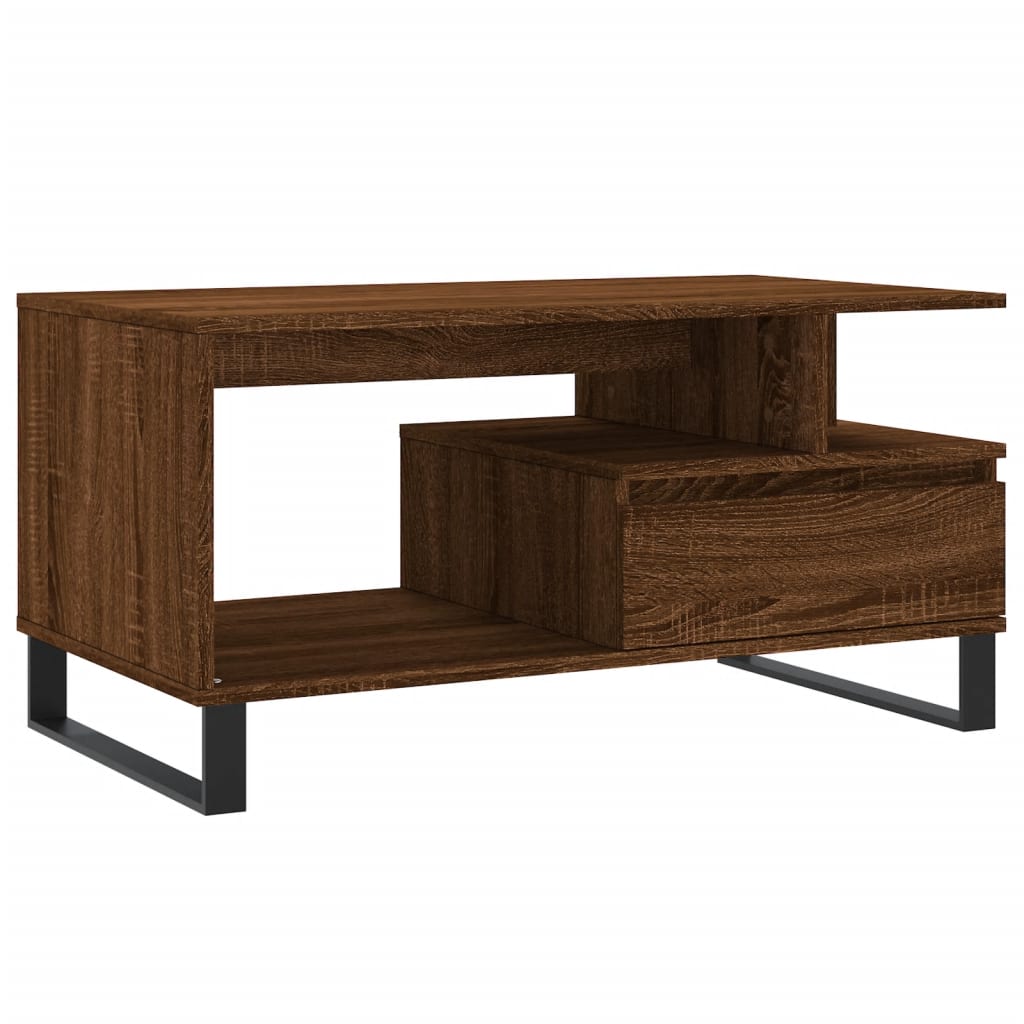 Coffee Table Brown Oak 90x49x45 cm Engineered Wood