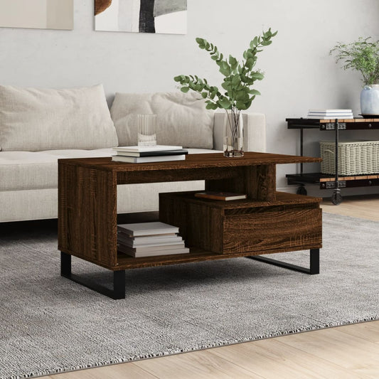 Coffee Table Brown Oak 90x49x45 cm Engineered Wood