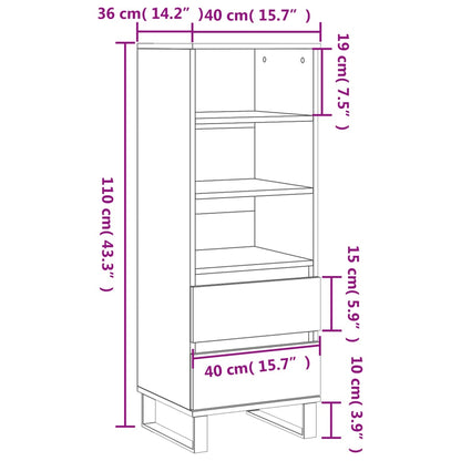 Highboard Concrete Grey 40x36x110 cm Engineered Wood