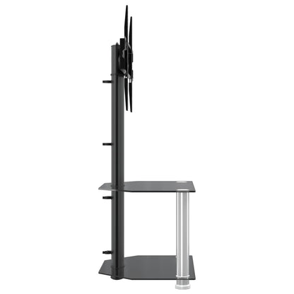 Corner TV Stand 2-Tiers for 32-70 Inch Black and Silver