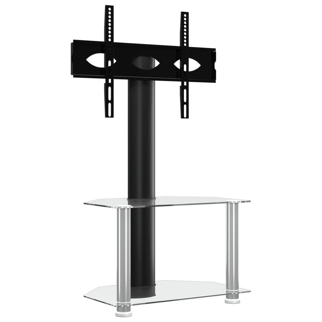 Corner TV Stand 2-Tiers for 32-70 Inch Black and Silver