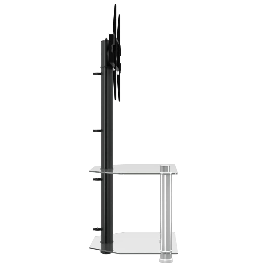 Corner TV Stand 2-Tiers for 32-70 Inch Black and Silver