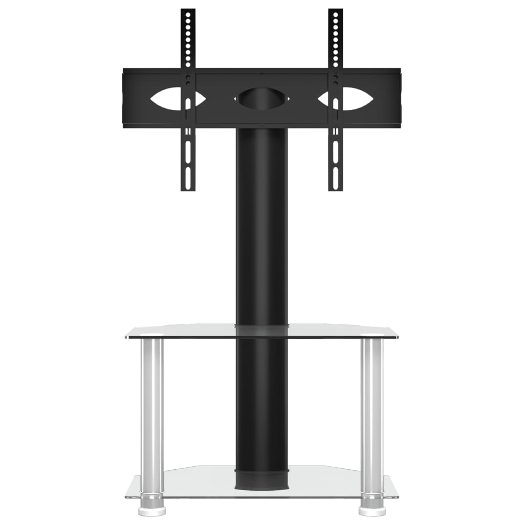 Corner TV Stand 2-Tiers for 32-70 Inch Black and Silver