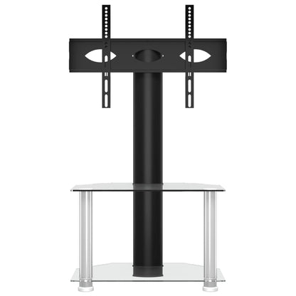 Corner TV Stand 2-Tiers for 32-70 Inch Black and Silver