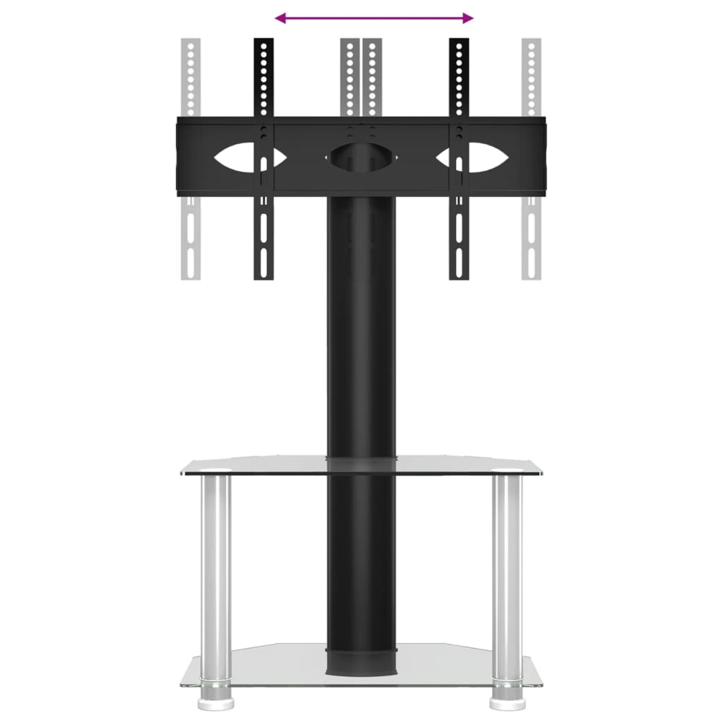 Corner TV Stand 2-Tiers for 32-70 Inch Black and Silver