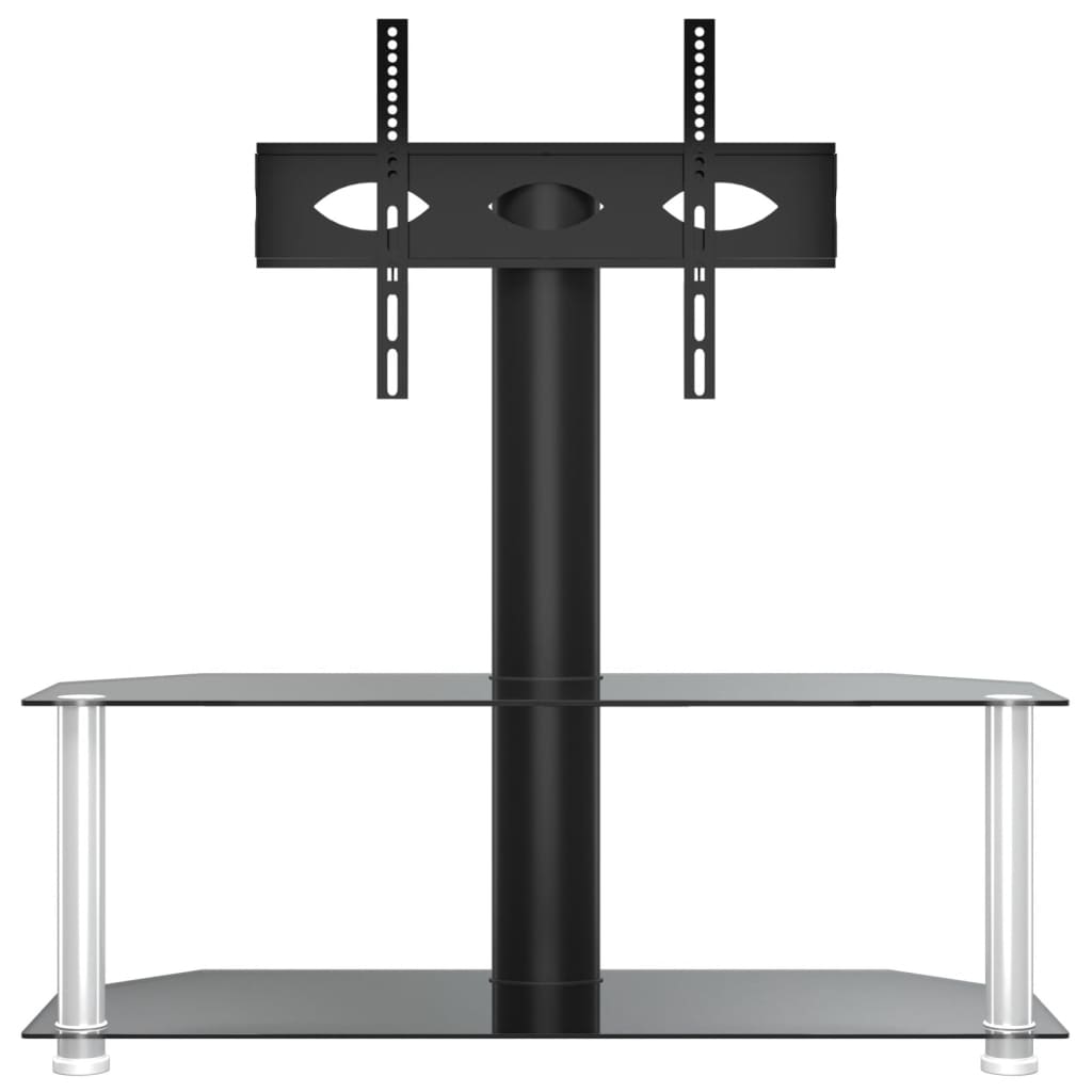 Corner TV Stand 2-Tiers for 32-70 Inch Black and Silver