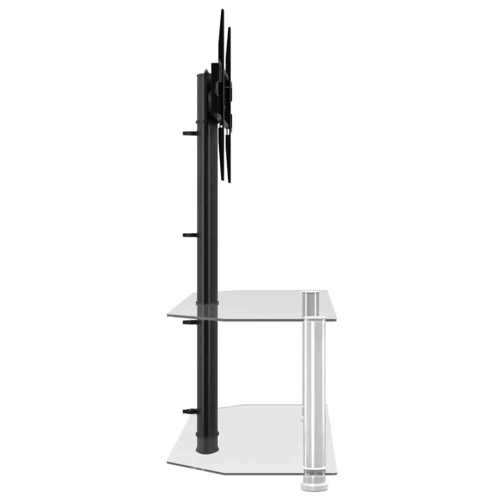 Corner TV Stand 2-Tiers for 32-70 Inch Black and Silver