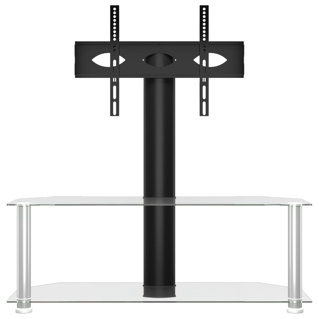 Corner TV Stand 2-Tiers for 32-70 Inch Black and Silver