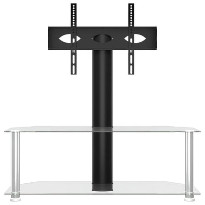 Corner TV Stand 2-Tiers for 32-70 Inch Black and Silver