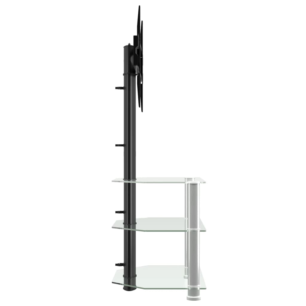 Corner TV Stand 3-Tiers for 32-70 Inch Black and Silver