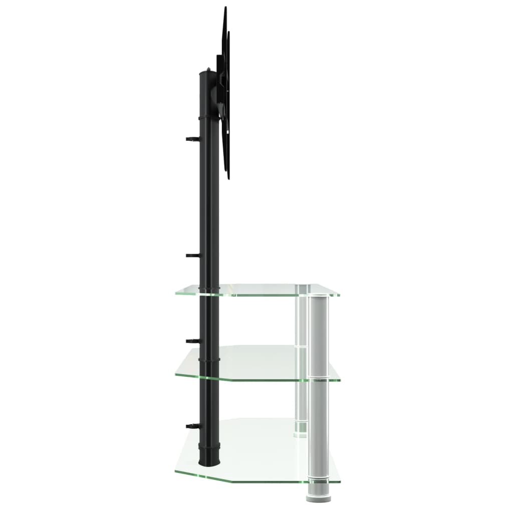 Corner TV Stand 3-Tiers for 32-70 Inch Black and Silver