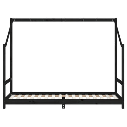 Kids Bed Frame Black 2x(90x200) cm Solid Wood Pine