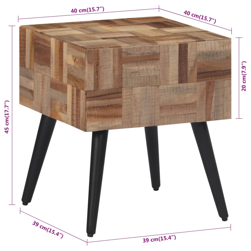 Side Table 40x40x45 cm Solid Reclaimed Teak