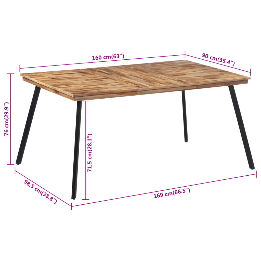 Dining Table 169x98.5x76 cm Solid Wood Teak