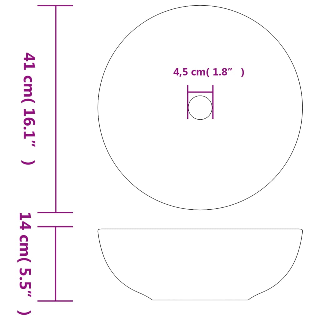 Countertop Basin White and Blue Round Φ41x14 cm Ceramic