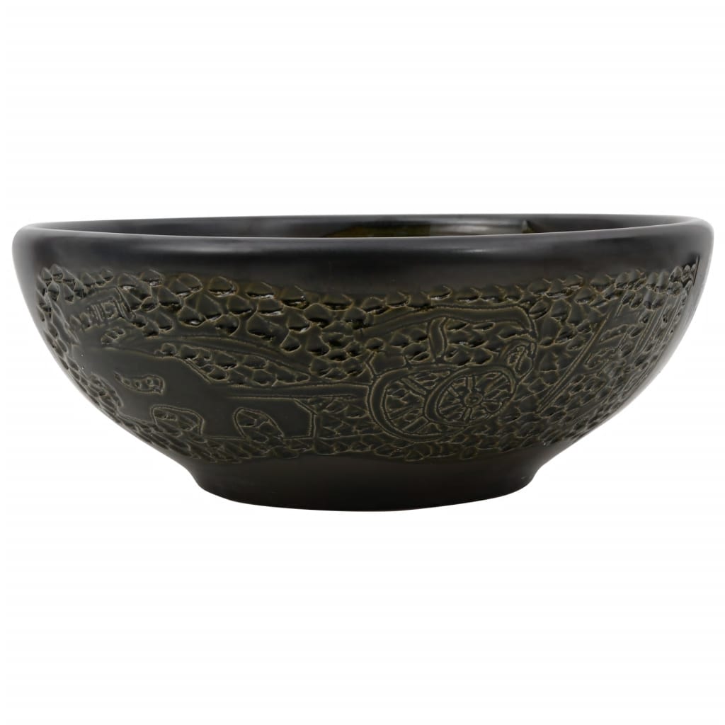 Countertop Basin Black Round Φ41x14 cm Ceramic