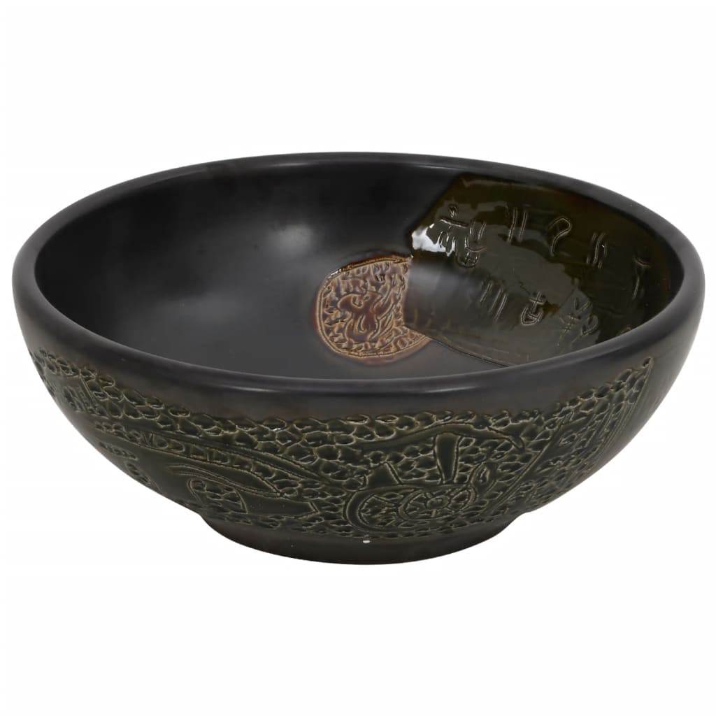 Countertop Basin Black Round Φ41x14 cm Ceramic