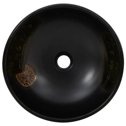 Countertop Basin Black Round Φ41x14 cm Ceramic