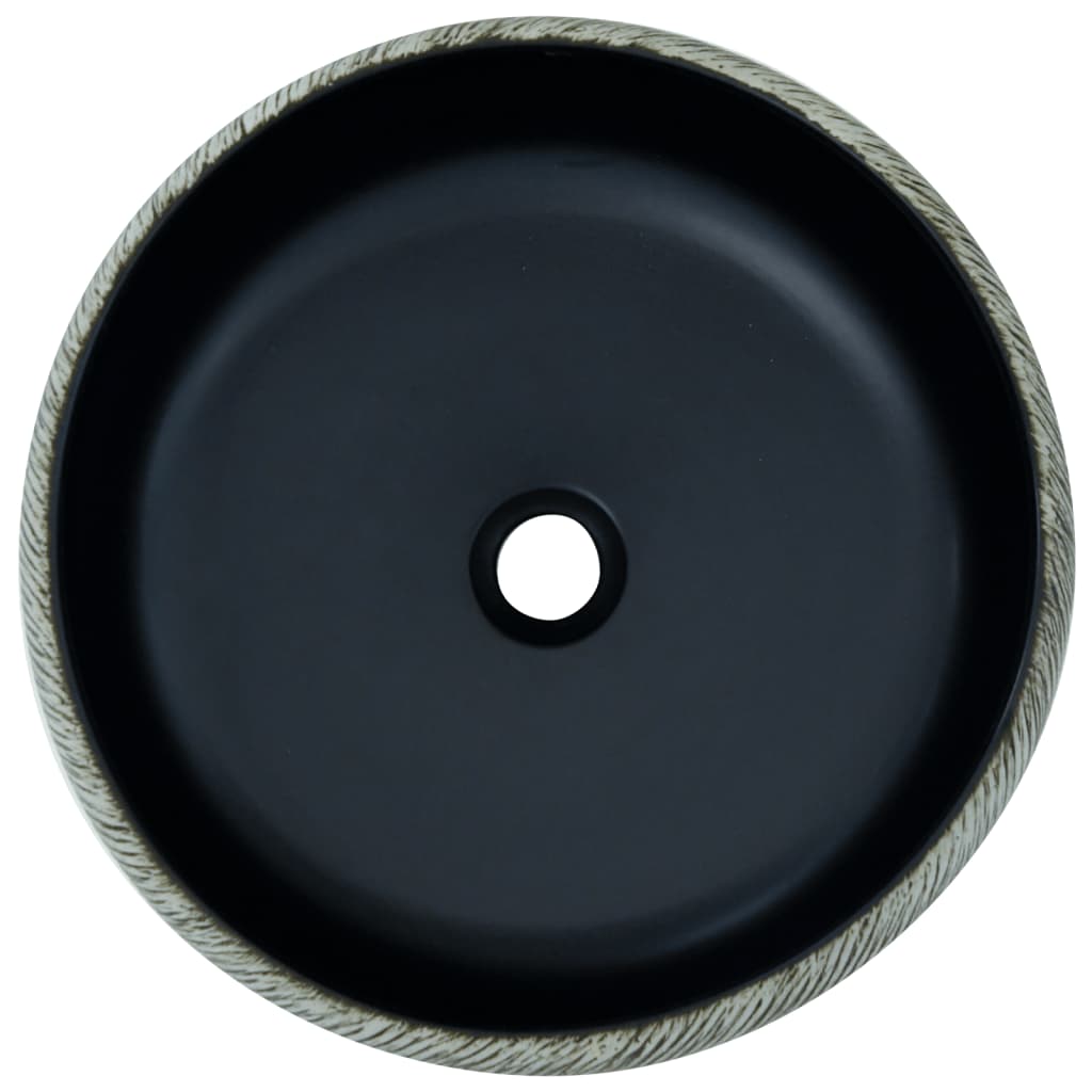 Countertop Basin Black and Grey Round Φ41x14 cm Ceramic
